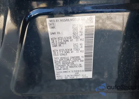 2018 Infiniti Qx60 из США, поврежденный, VIN 5N1DL0MM2JC520959